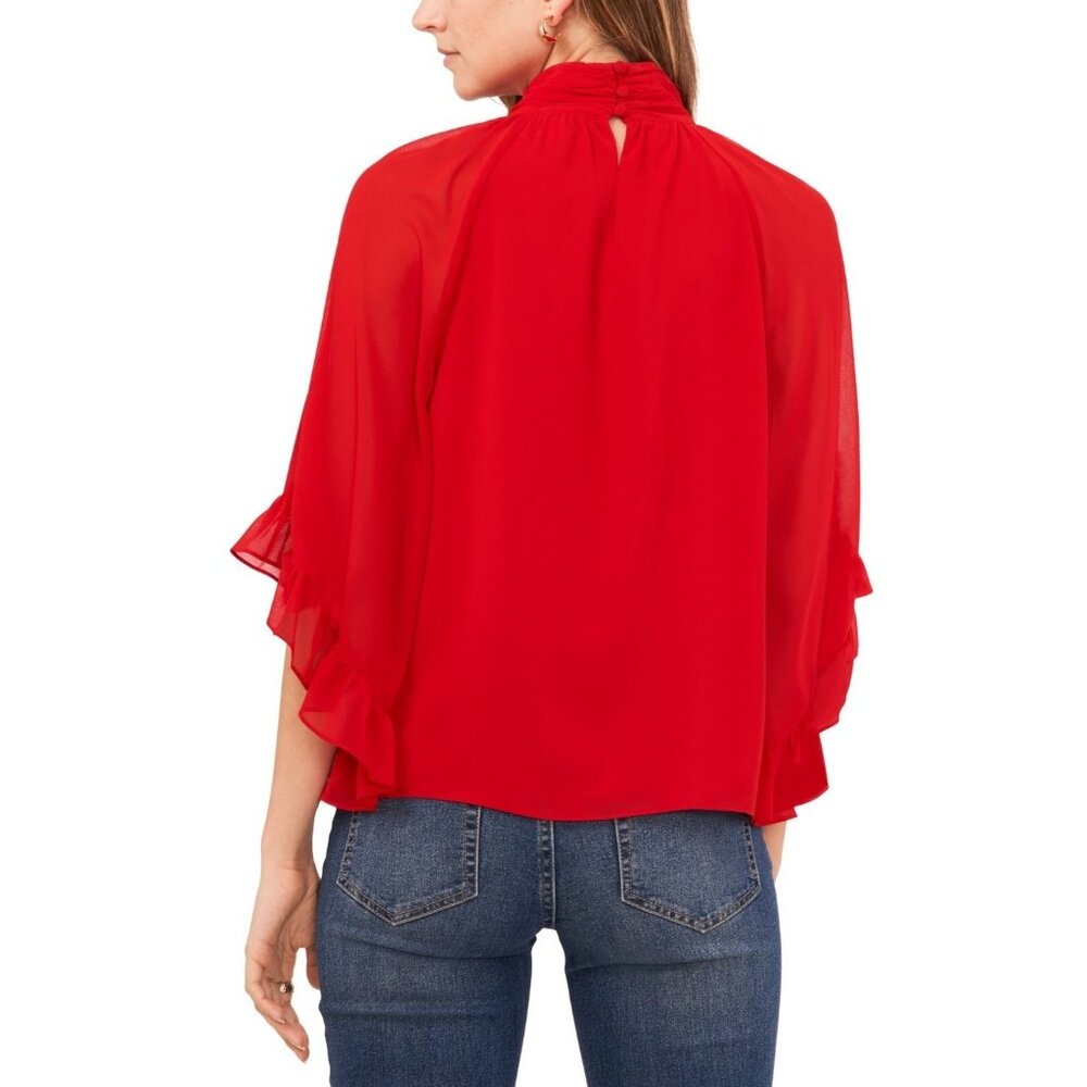 Vince Camuto Cutout Flutter-Sleeve Top Red Size 2XS MSRP $89 - Picture 4 of 4